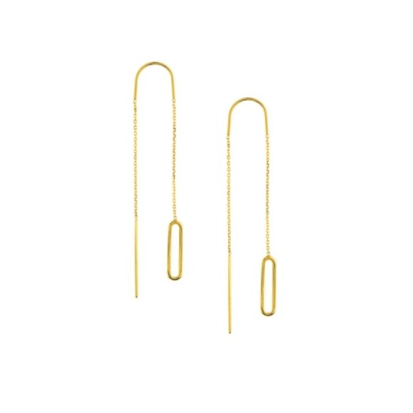 4K Solid Gold Open Link Pull on Threader Earrings